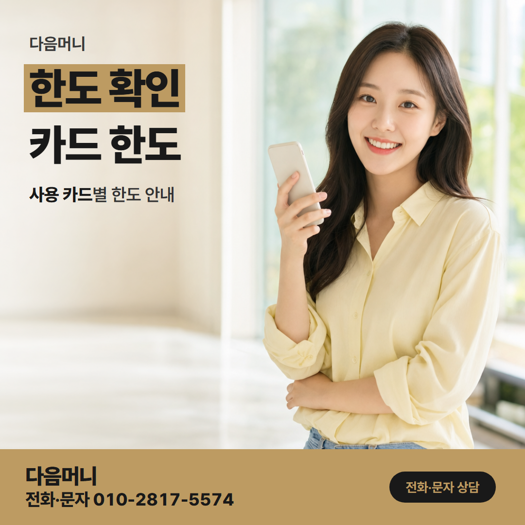 다음머니 천안카드깡 한도 확인