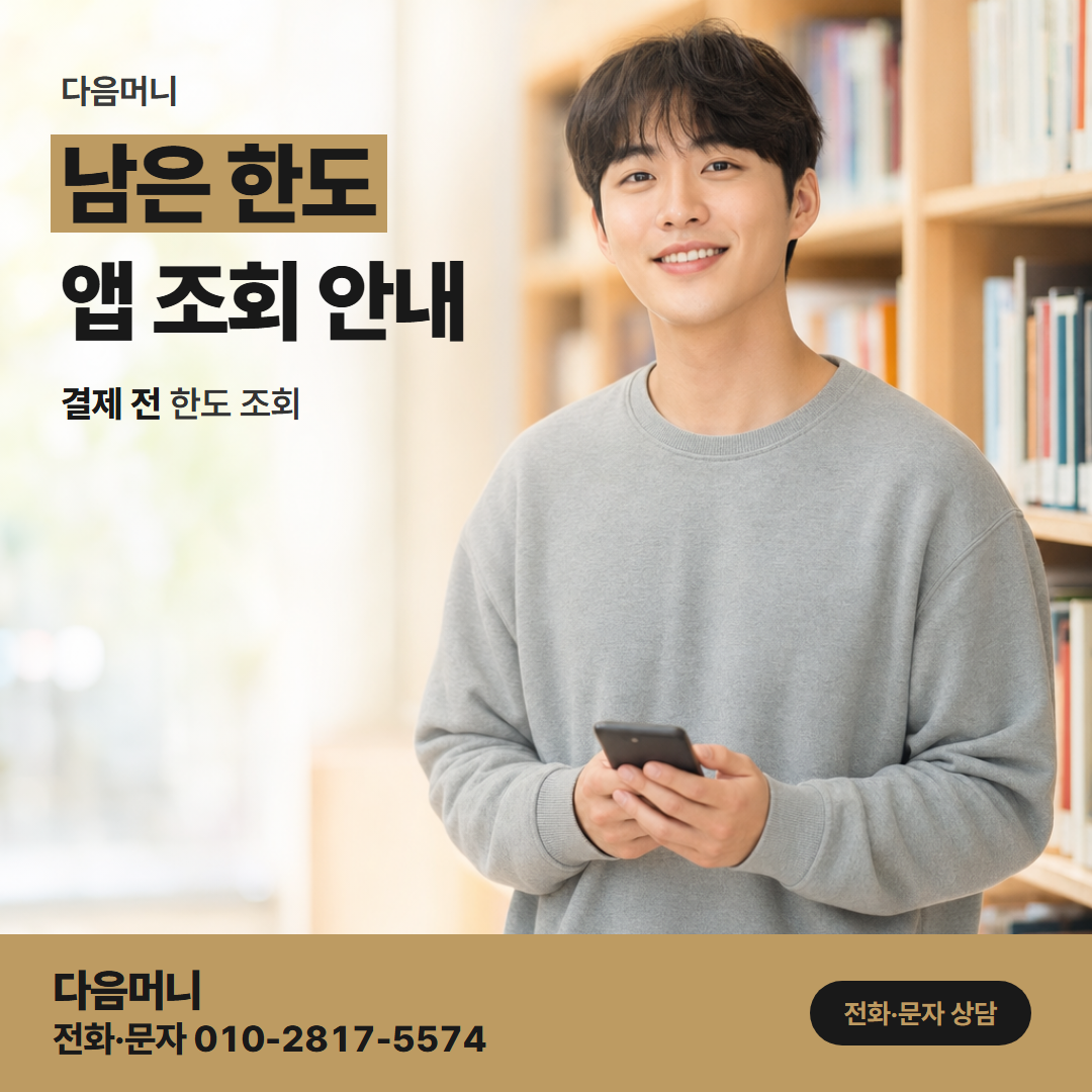 다음머니 천안카드깡 남은 한도